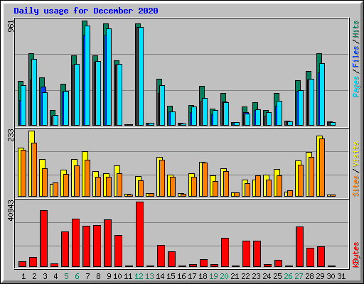 Daily usage for December 2020