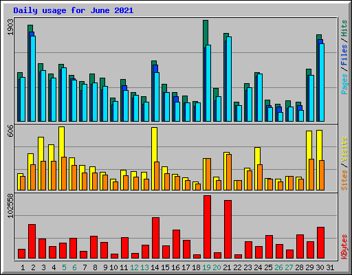 Daily usage for June 2021