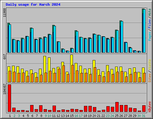 Daily usage for March 2024