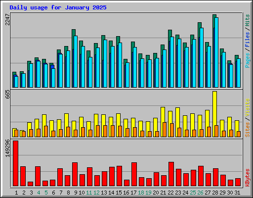 Daily usage for January 2025