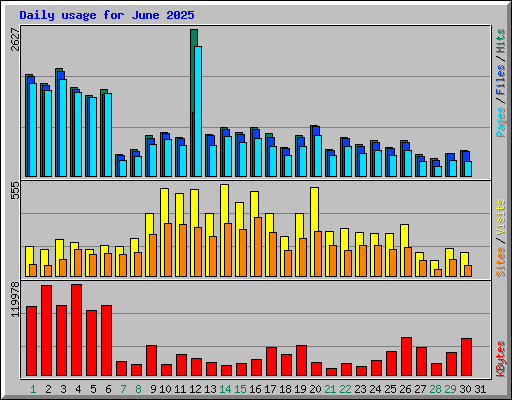 Daily usage for June 2025